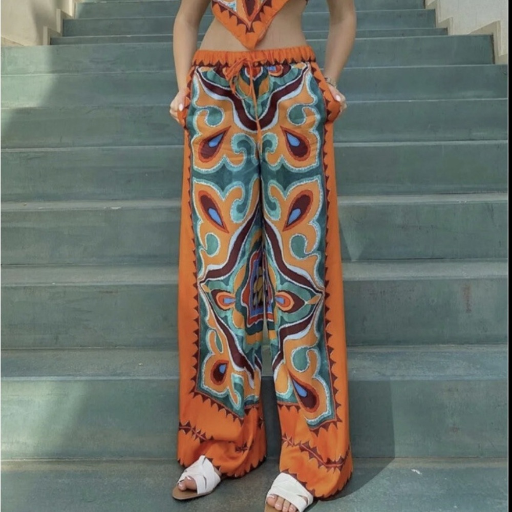 Zara Satin wide leg pants